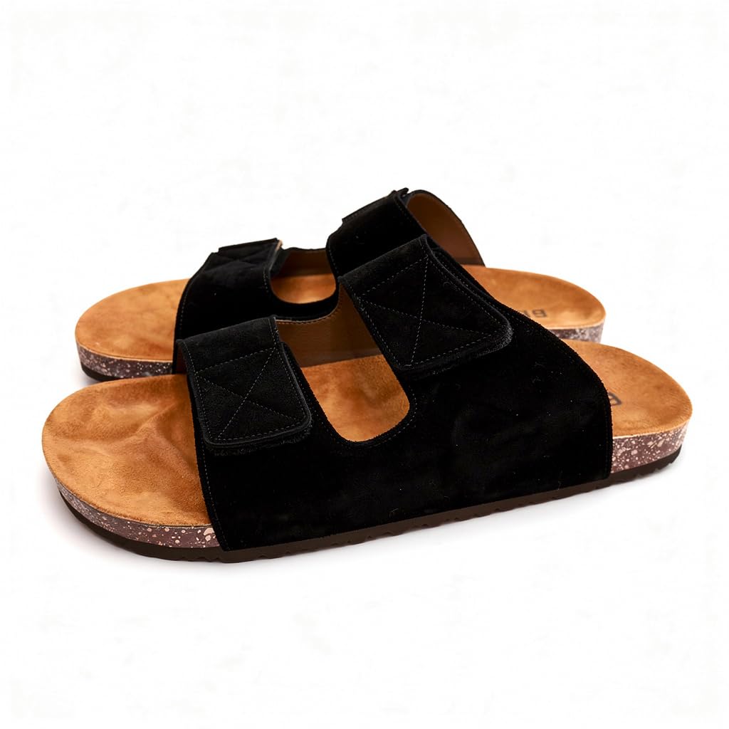 Men genuine leather slipper fashion casual look - Anti-slip BLACK - Size 41 Code 117
