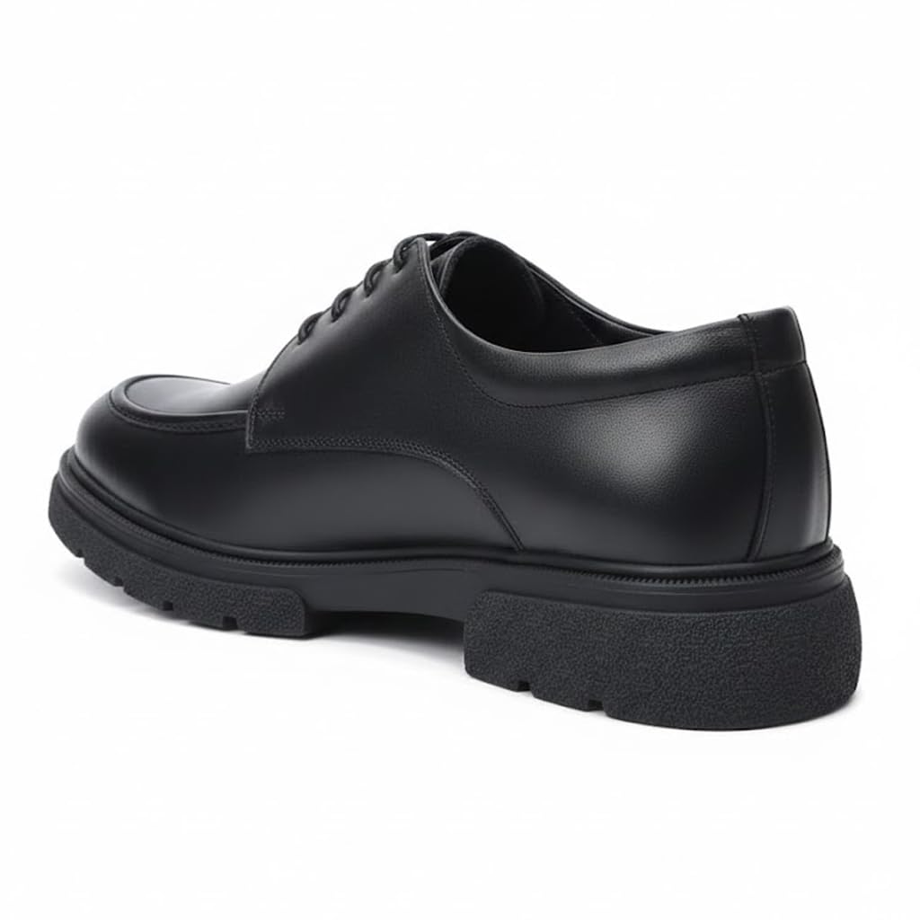 Men’s formal black leather shoes – elegant Derby design with a thick, comfortable, and slip-resistant sole | perfect for work and special occasions. BLACK -Size40 - 619