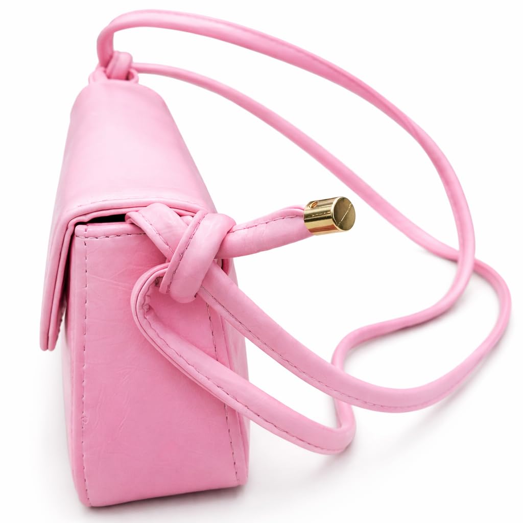 Small Pink leather women’s handbag with a modern design and a long strap – suitable for evening events and everyday outings.