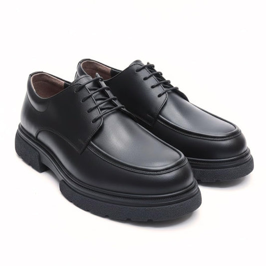 Men’s formal black leather shoes – elegant Derby design with a thick, comfortable, and slip-resistant sole | perfect for work and special occasions. BLACK -Size40 - 619