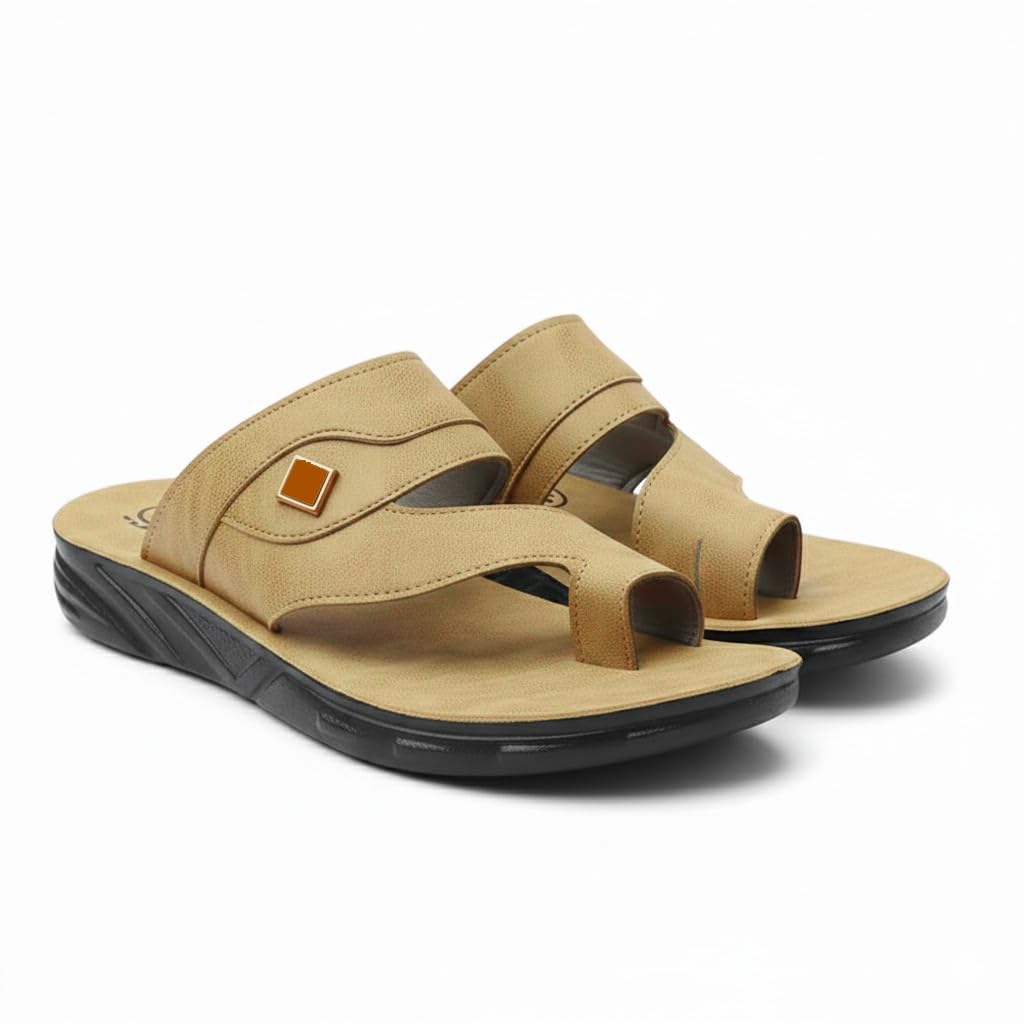 Men’s black leather slippers – modern, comfortable design with high-quality material and a cushioned orthopedic sole – perfect for daily use and errands. - 2005