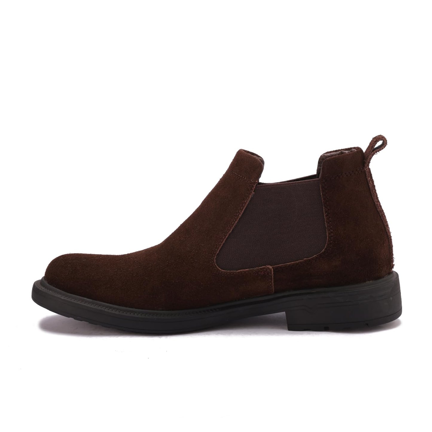 Distinctive men's half-boot made of elegant suede with a slip-resistant rubber sole.
