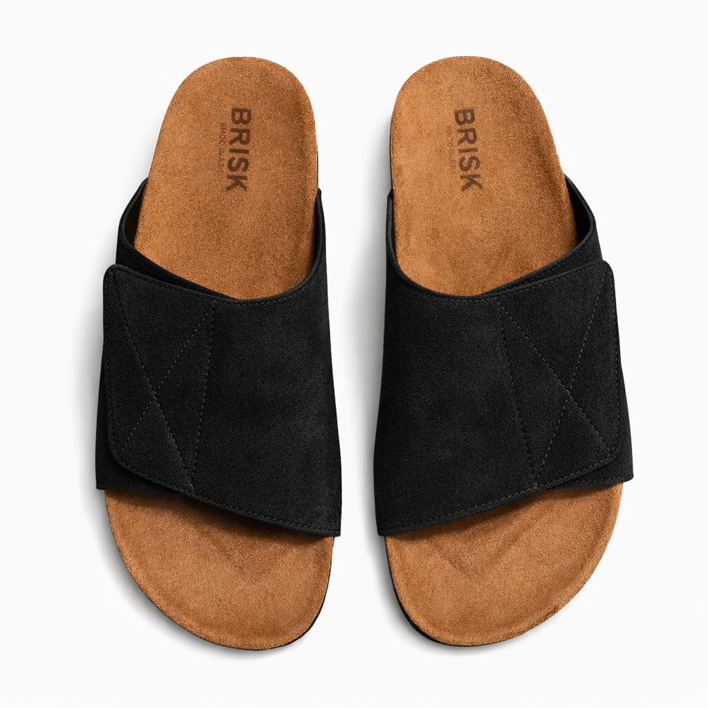 Men’s orthopedic sandals with a wide adjustable strap – rubber footprint sole that supports the foot arch and is lightweight – ideal for daily and summer use. - 106