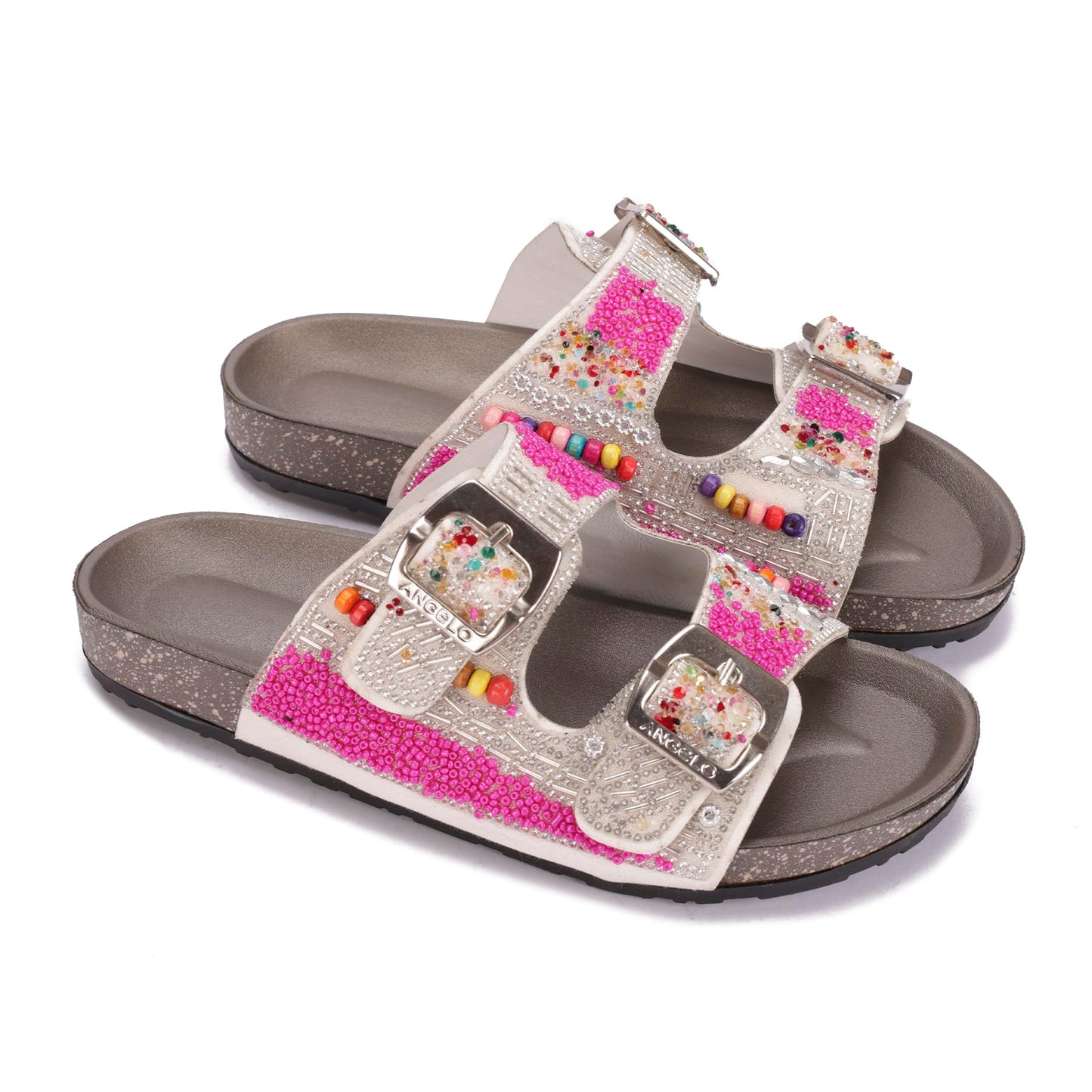 Women's decorative slippers with double straps – comfortable and stylish design