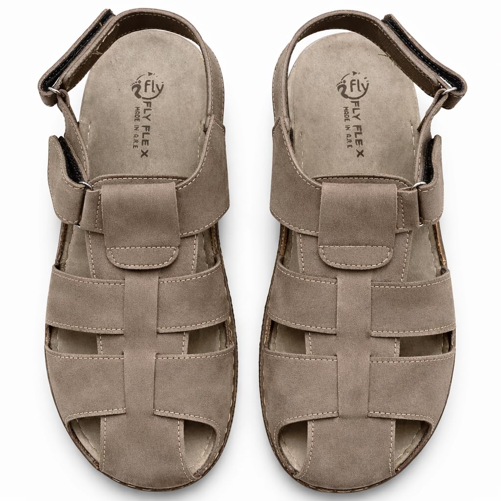 Men’s genuine leather comfortable Okonami sandals — classic design with ventilation openings — lightweight orthopedic sole - B011