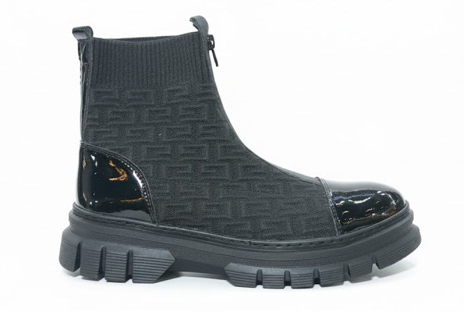 Men's black boots with a modern design and glossy finish - equipped with a comfortable sole