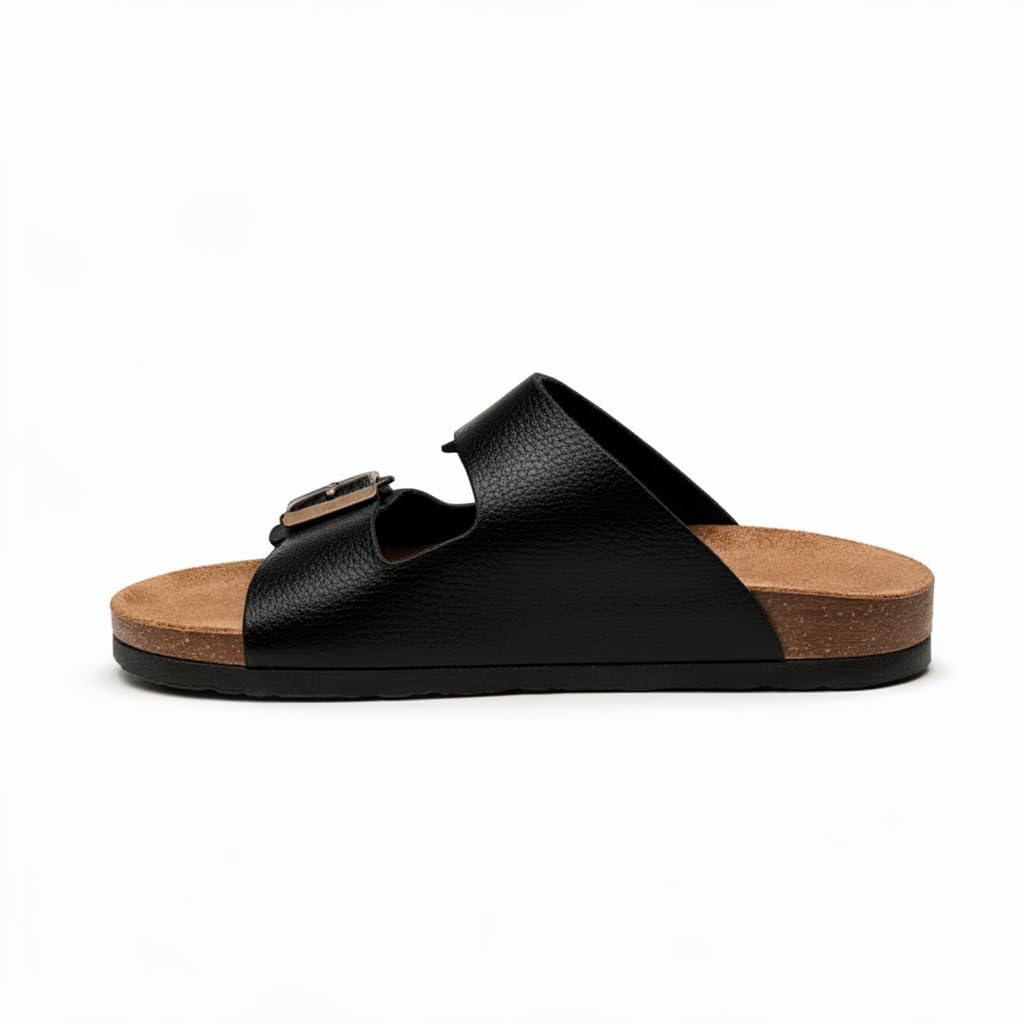 Women’s orthopedic slippers with two adjustable straps – comfortable footprint sole that supports the foot arch with an anti-slip base – modern design for daily and summer use.   - BK 21