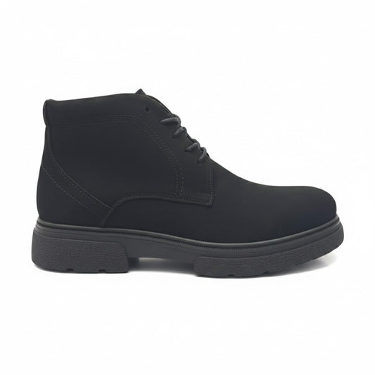 Men's elegant lace-up ankle boots made of suede - equipped with a comfortable Turkish rubber sole