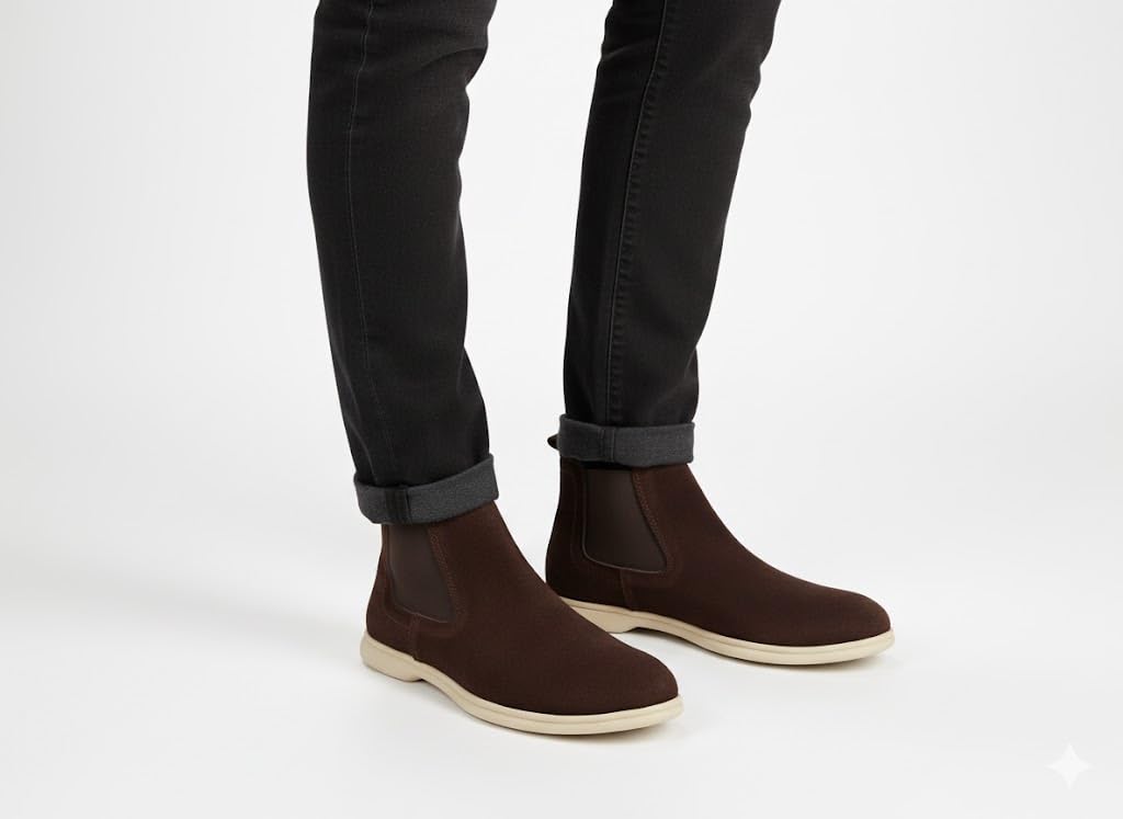 Comfortable men's half-boots made of suede with a comfortable sole.