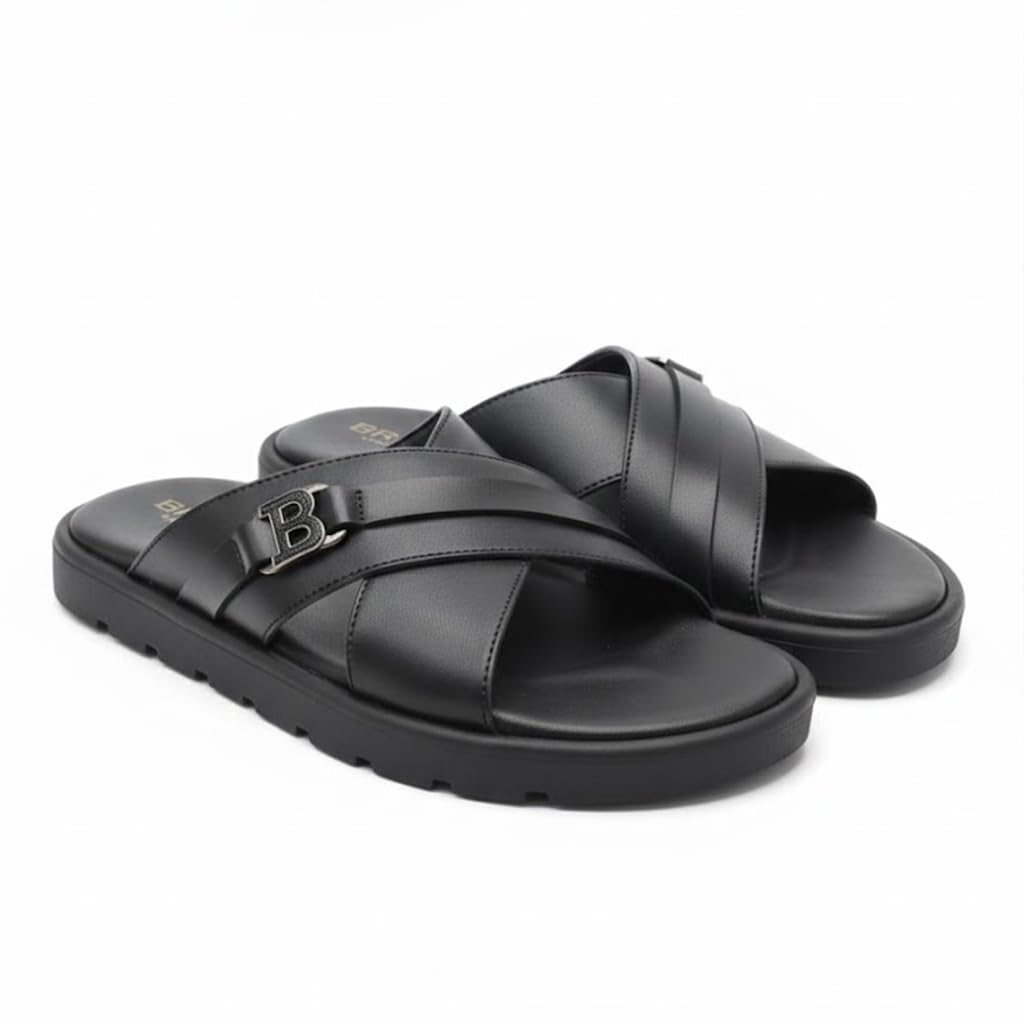Men genuine leather slipper fashion casual look - Anti-slip  - Code 4000