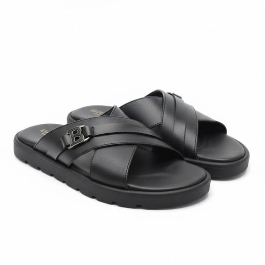 Men genuine leather slipper fashion casual look - Anti-slip  - Code 4000