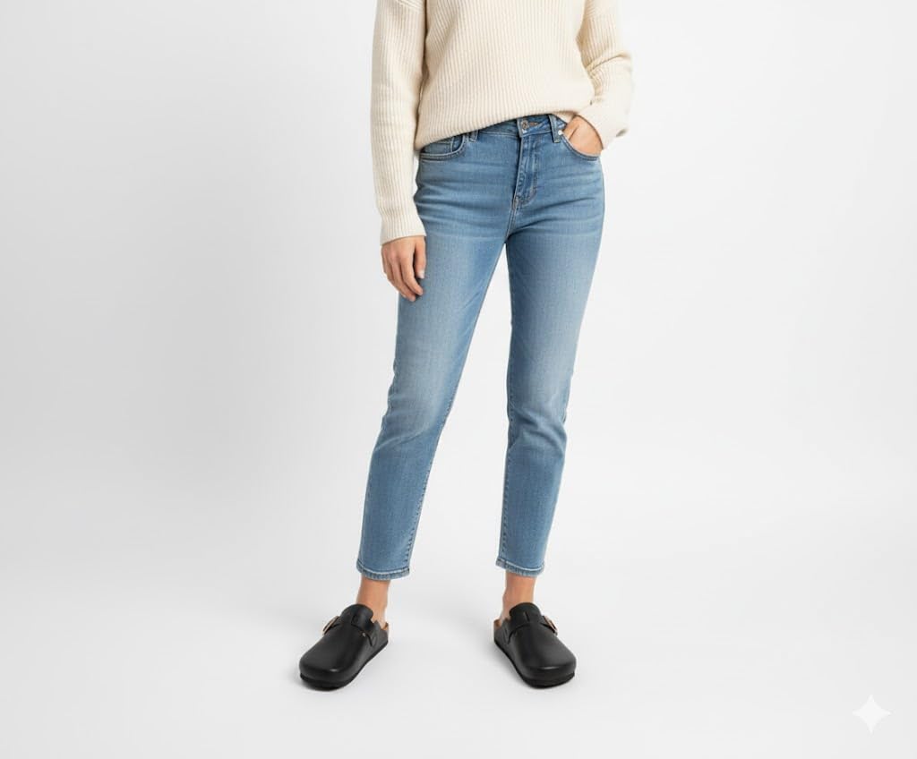 Comfortable slippers with a modern design and metal buckle - made from high-quality leather