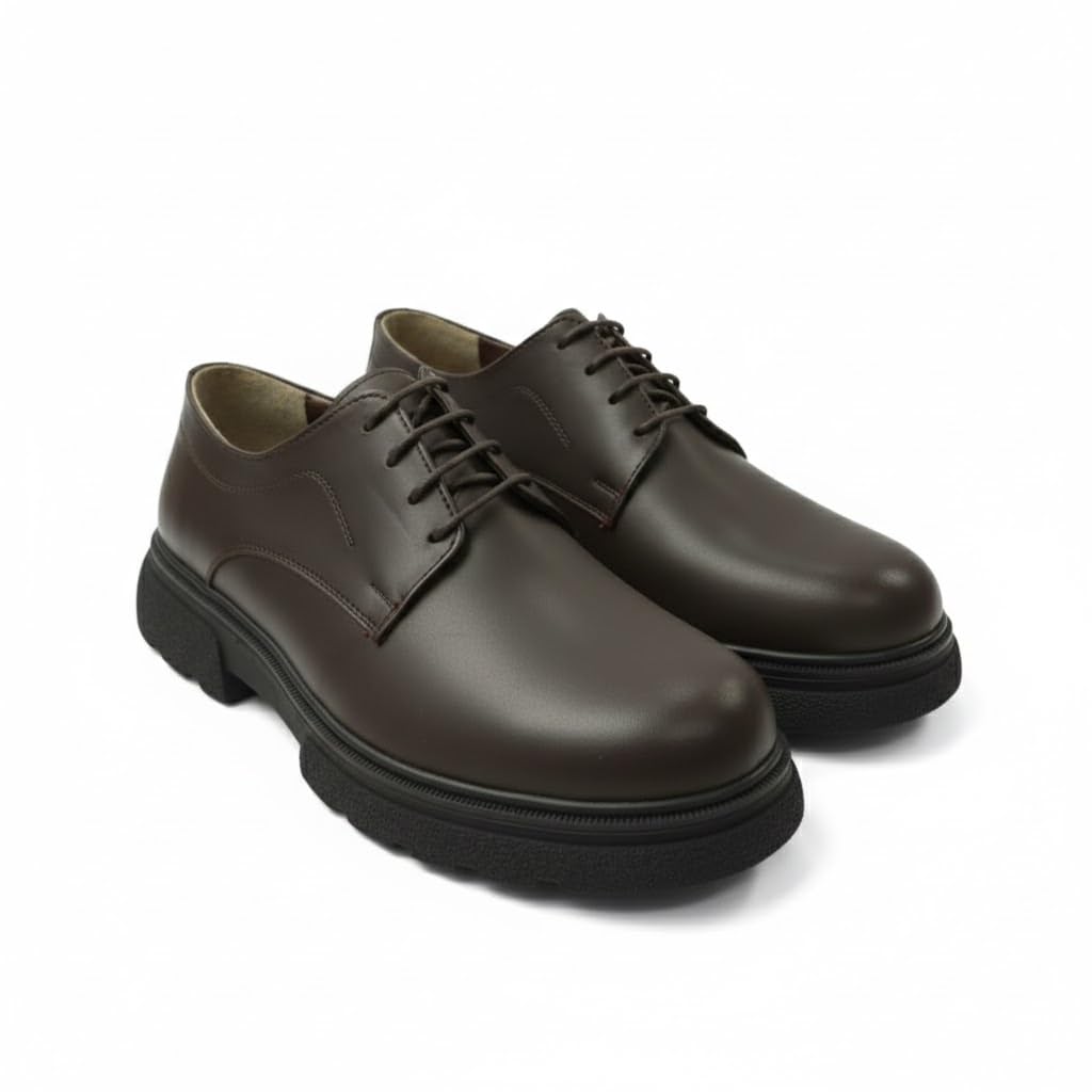 Stylish men's shoes made of genuine leather with laces and a non-slip rubber sole.