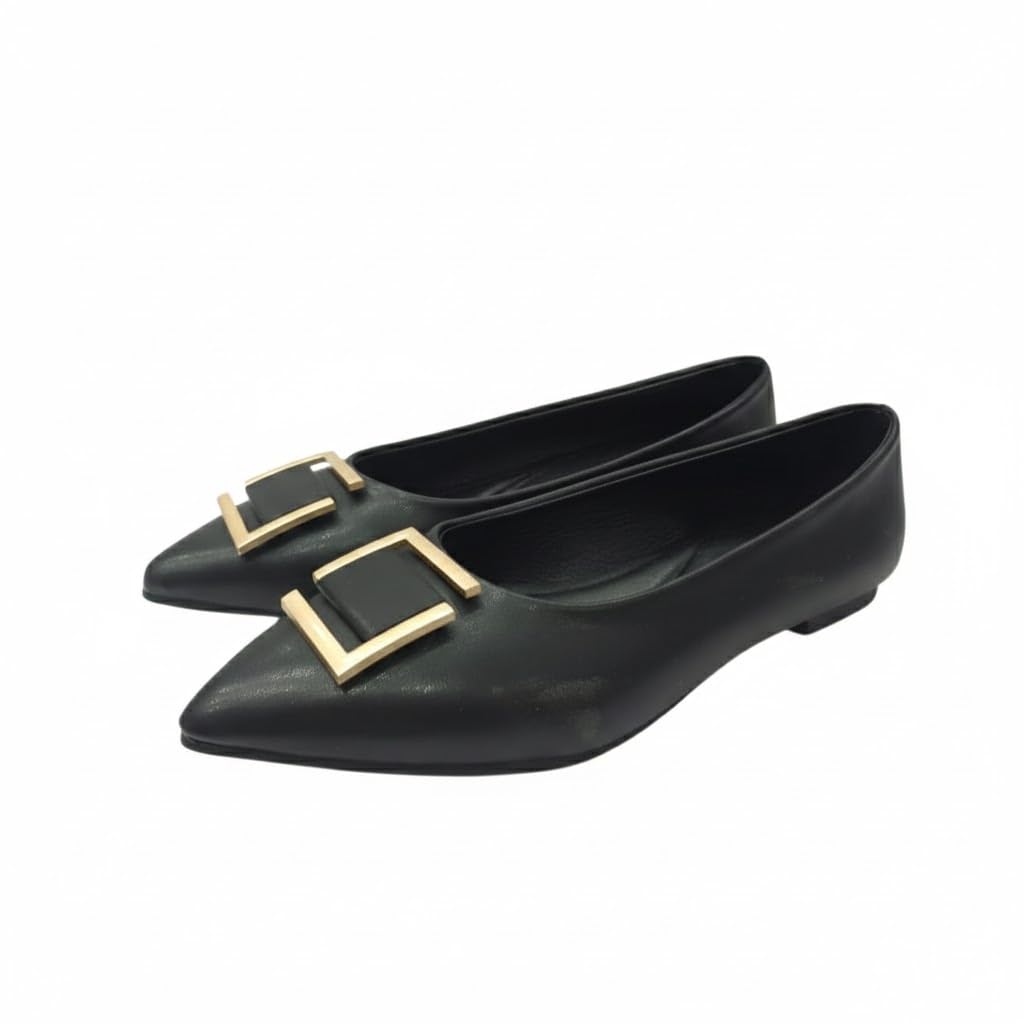 Elegant ballerina flats with luxurious metallic details - featuring a comfortable and stylish sole