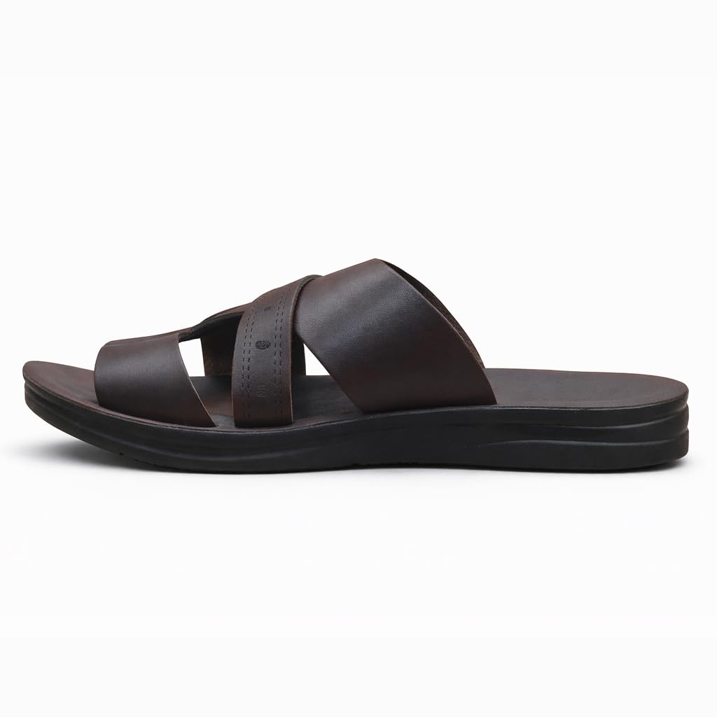 Men Leather Slippers – Modern Multi-Strap Design with Comfortable Anti-Slip Sole – Perfect for Daily Use and Summer  - 309