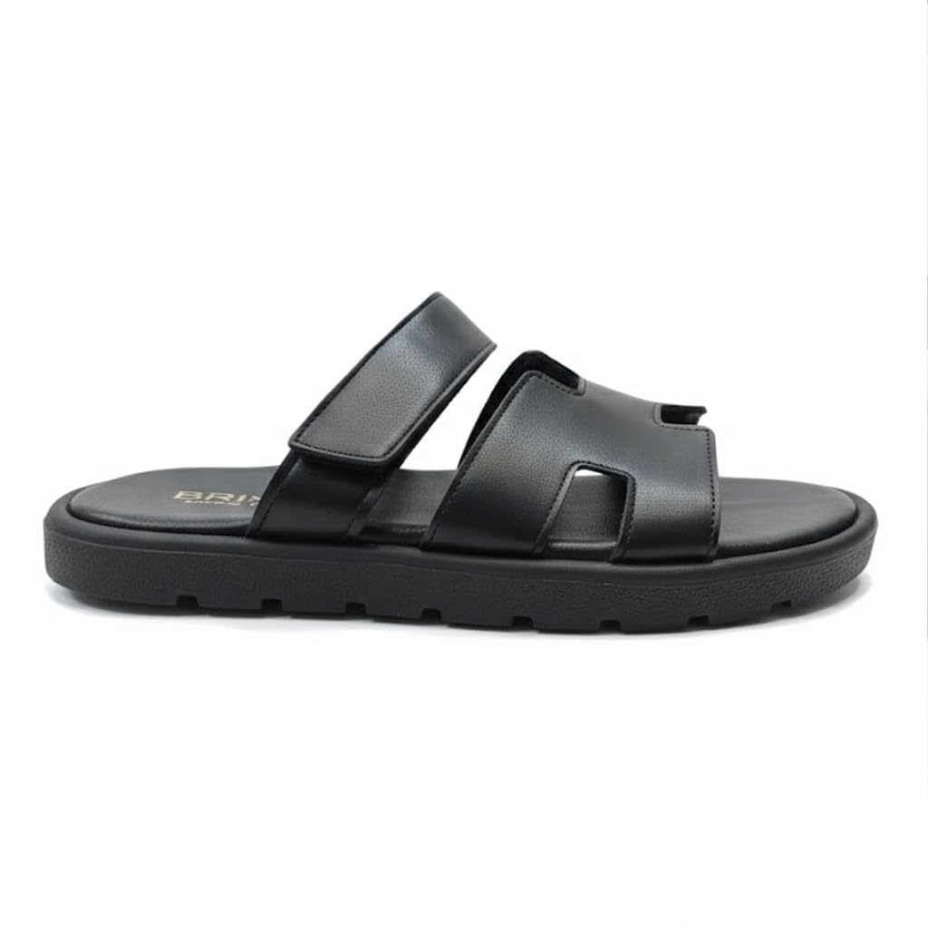 Men genuine leather slipper fashion casual look - Anti-slip  - Code 4002
