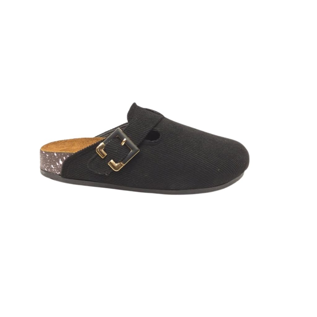 Stylish and comfortable women's clogs with a buckle closure and a non-slip sole.