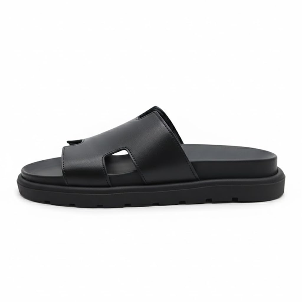 Men genuine leather slipper fashion casual look - Anti-slip  - Code 5000