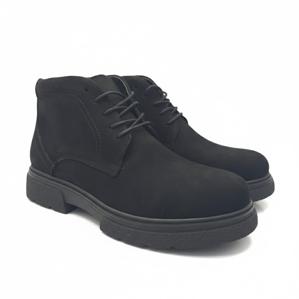 Men's elegant lace-up ankle boots made of suede - equipped with a comfortable Turkish rubber sole