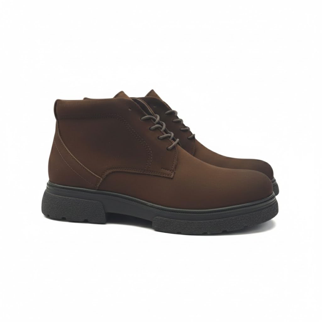 Men's elegant lace-up ankle boots made of suede - equipped with a comfortable Turkish rubber sole