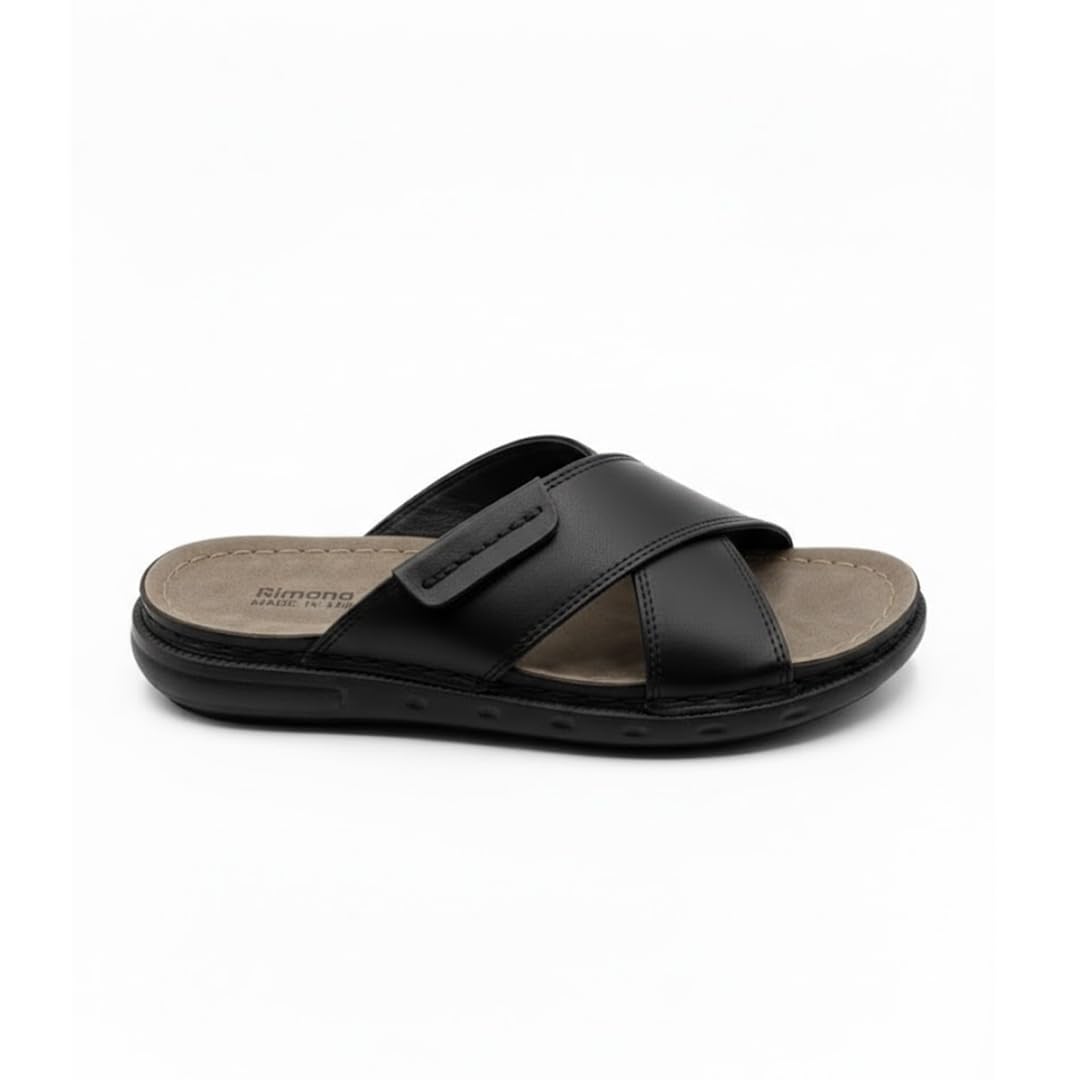 Men genuine leather slipper fashion casual look - Anti-slip  BLACK  - Size 41 Code 810
