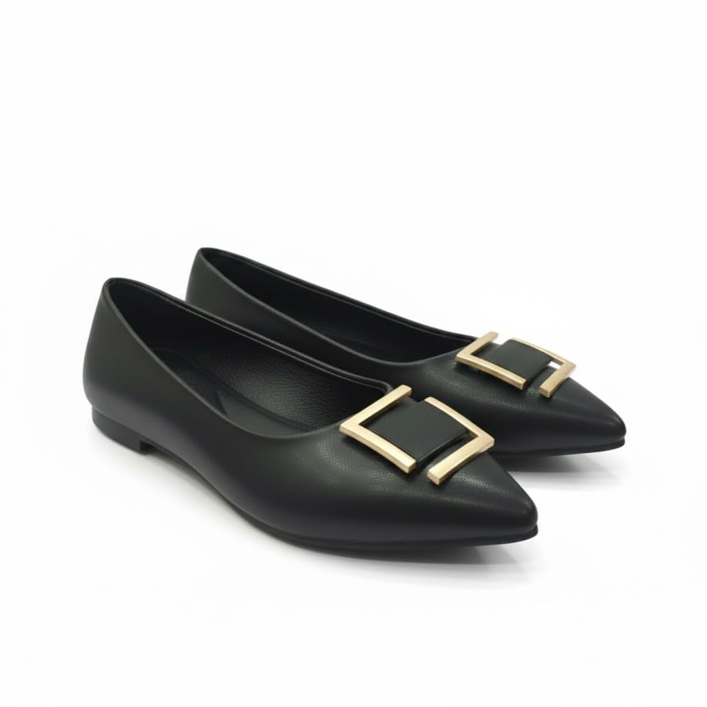 Elegant ballerina flats with luxurious metallic details - featuring a comfortable and stylish sole