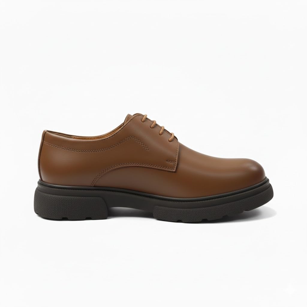 Stylish men's shoes made of genuine leather with laces and a non-slip rubber sole.