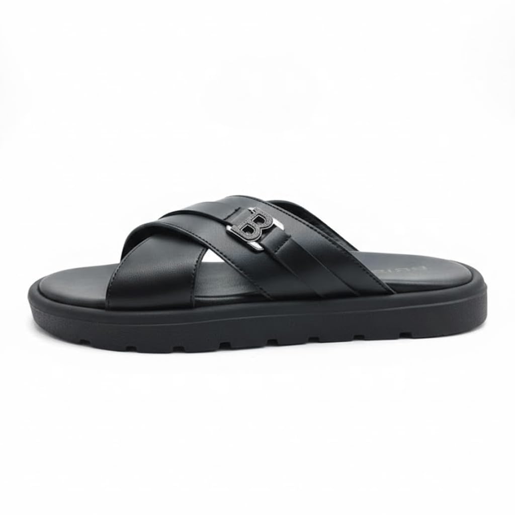 Men genuine leather slipper fashion casual look - Anti-slip  - Code 4000