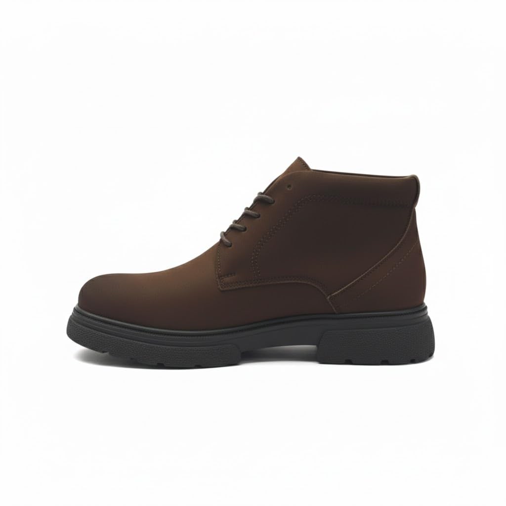 Men's elegant lace-up ankle boots made of suede - equipped with a comfortable Turkish rubber sole