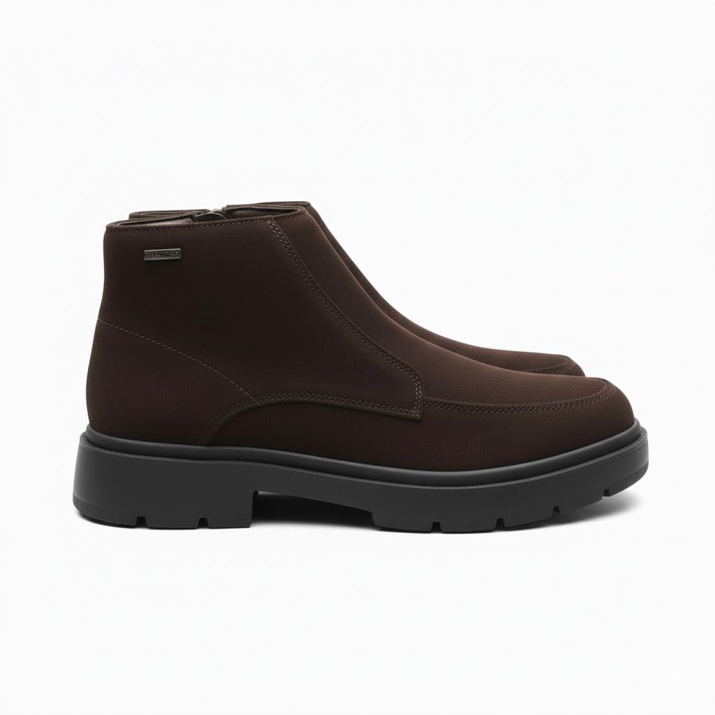 Men's half-boot with a distinctive zipper, made from elegant genuine suede leather and featuring a slip-resistant Turkish rubber sole.