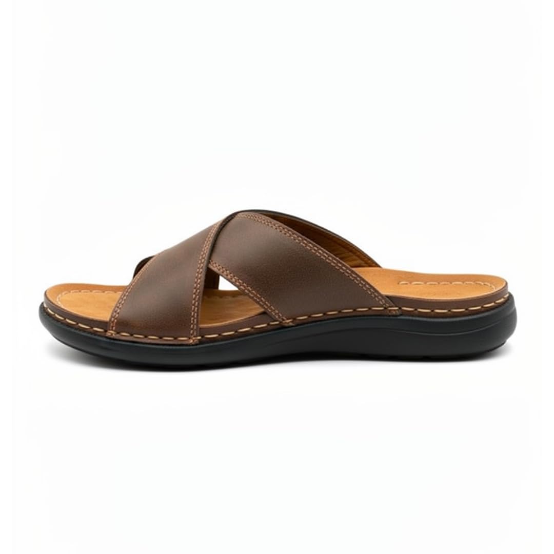 Men genuine leather slipper fashion casual look - Anti-slip  - Code 810