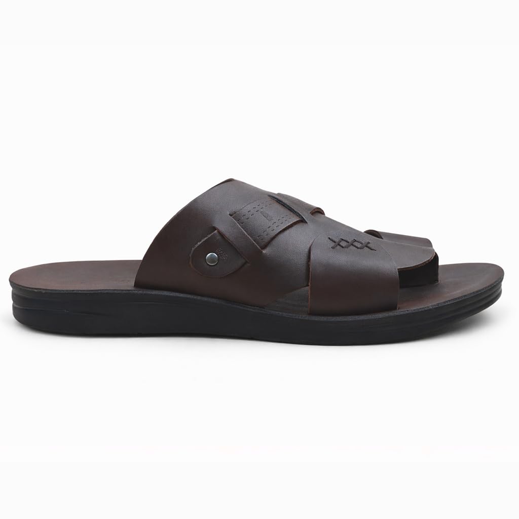 Men’s black leather slippers – modern multi-strap design with a comfortable, slip-resistant sole – ideal for daily and summer use - 309