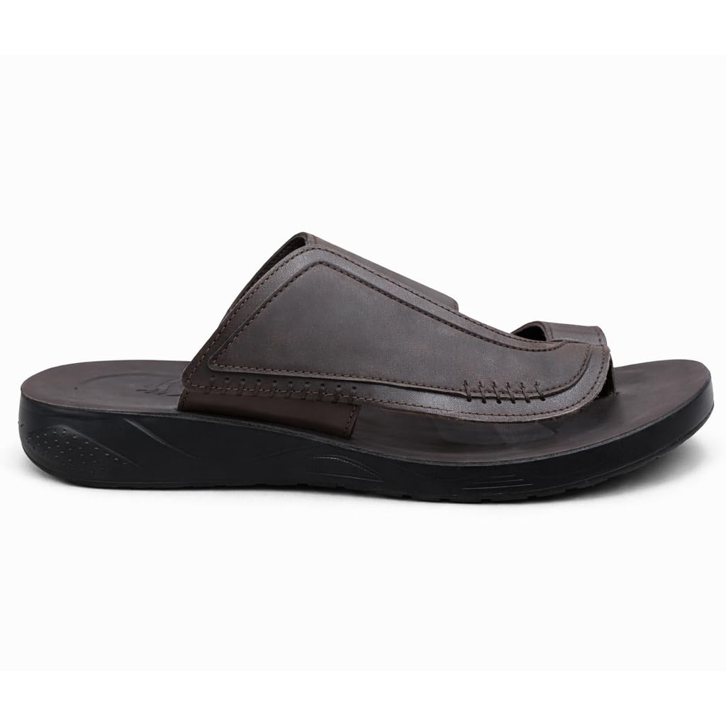Men’s Gulf-Style Leather Slippers – Black, Modern Comfortable Design with High-Quality Leather and Padded Orthopedic Sole – Perfect for Daily Use and Outings   M43