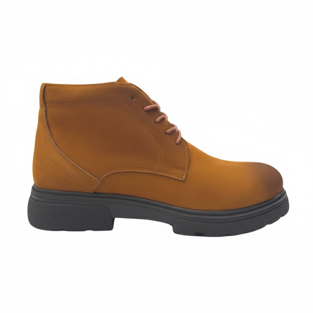 Men's elegant lace-up ankle boots made of suede - equipped with a comfortable Turkish rubber sole