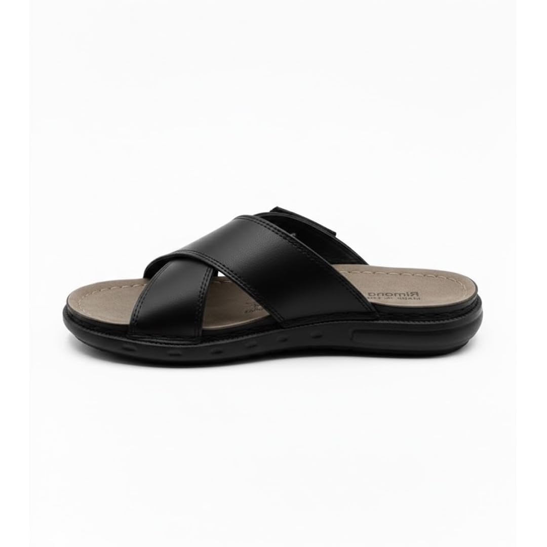Men genuine leather slipper fashion casual look - Anti-slip  BLACK  - Size 41 Code 810