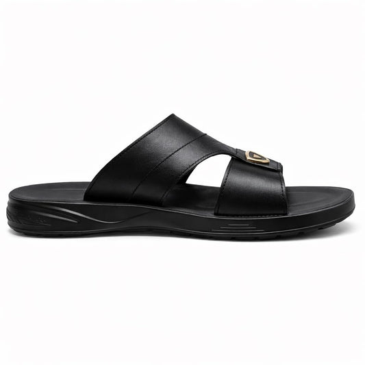 Gulf-Style Men’s Leather Slippers – Modern Design with Comfortable Anti-Slip Sole – Perfect for Daily and Summer Wear  - 708