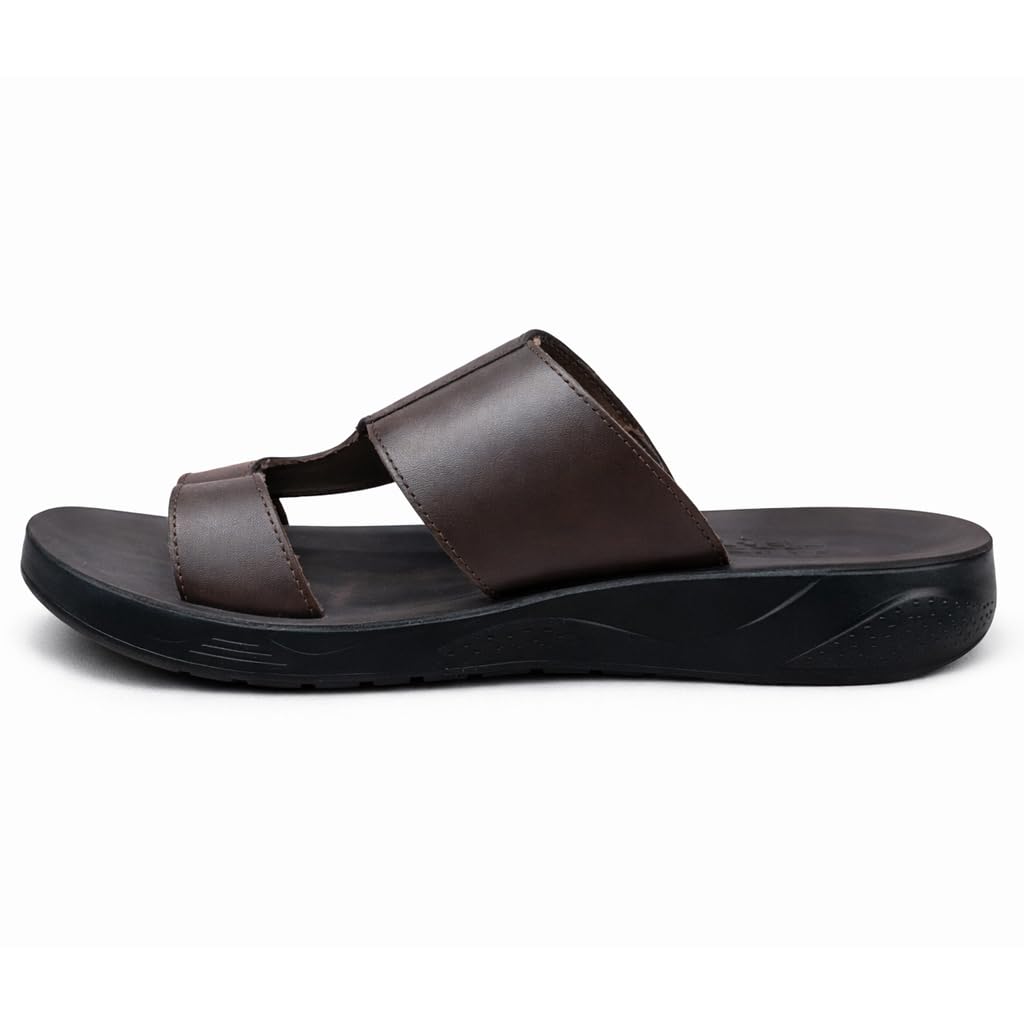 Men’s Gulf-Style Leather Slippers – Black, Modern Comfortable Design with High-Quality Leather and Padded Orthopedic Sole – Perfect for Daily Use and Outings   M43