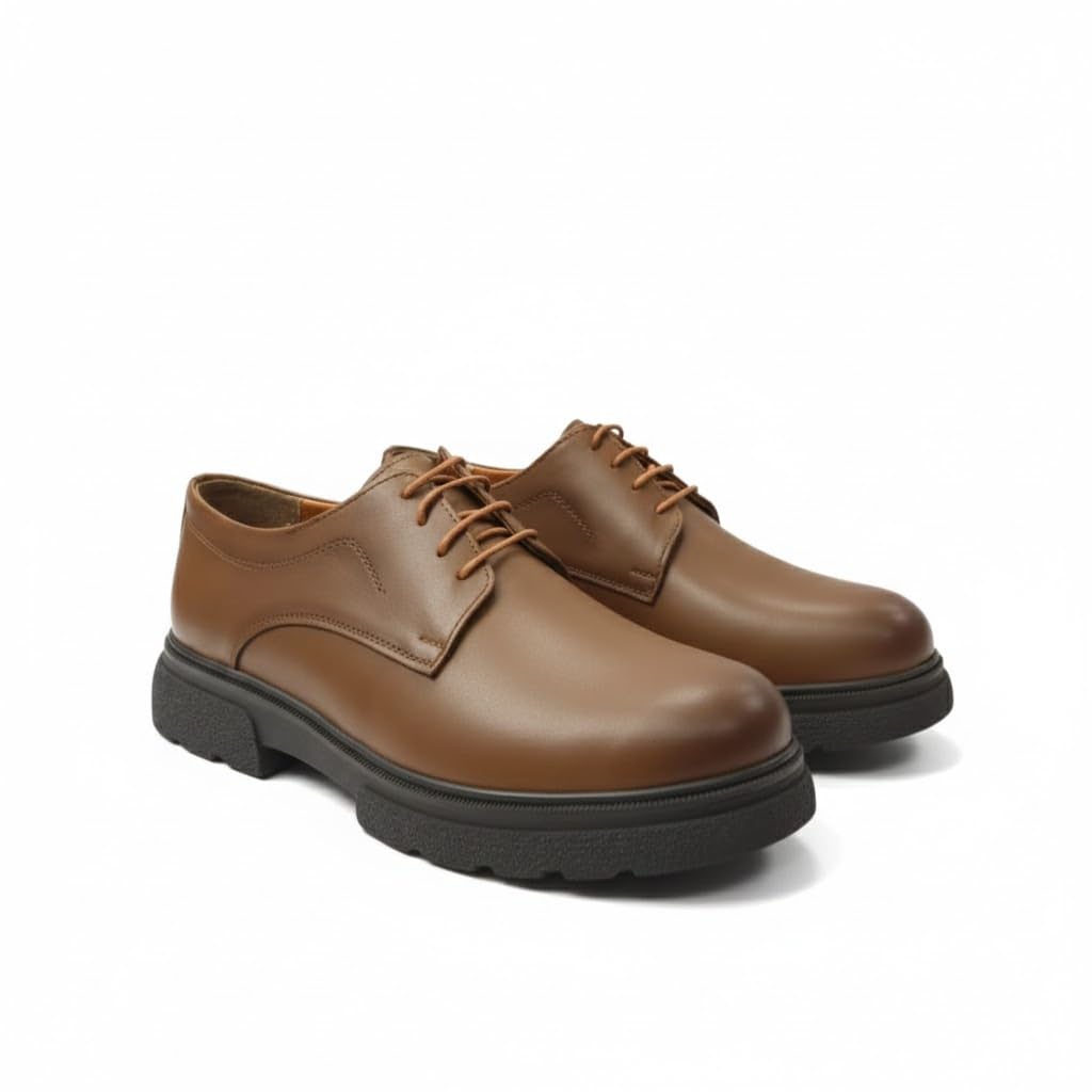 Stylish men's shoes made of genuine leather with laces and a non-slip rubber sole.