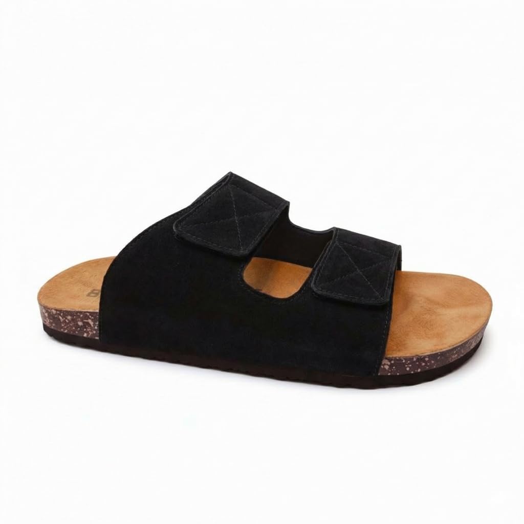 Men genuine leather slipper fashion casual look - Anti-slip  BLACK  - Size 41 Code 117