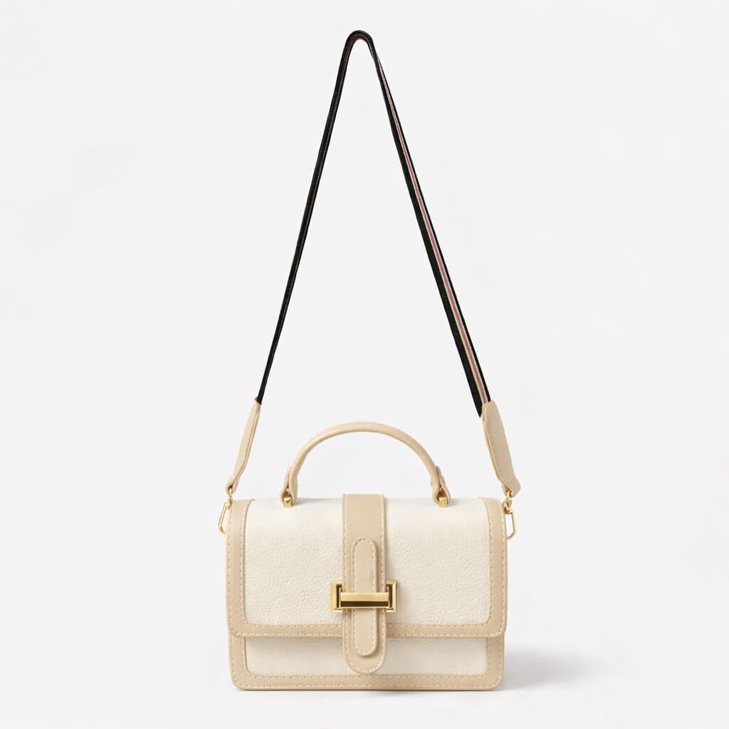 Red leather women’s handbag with a distinctive design, featuring a gold metal buckle and a top handle — suitable for work and special occasions.