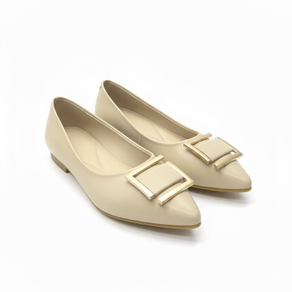 Elegant ballerina flats with luxurious metallic details - featuring a comfortable and stylish sole