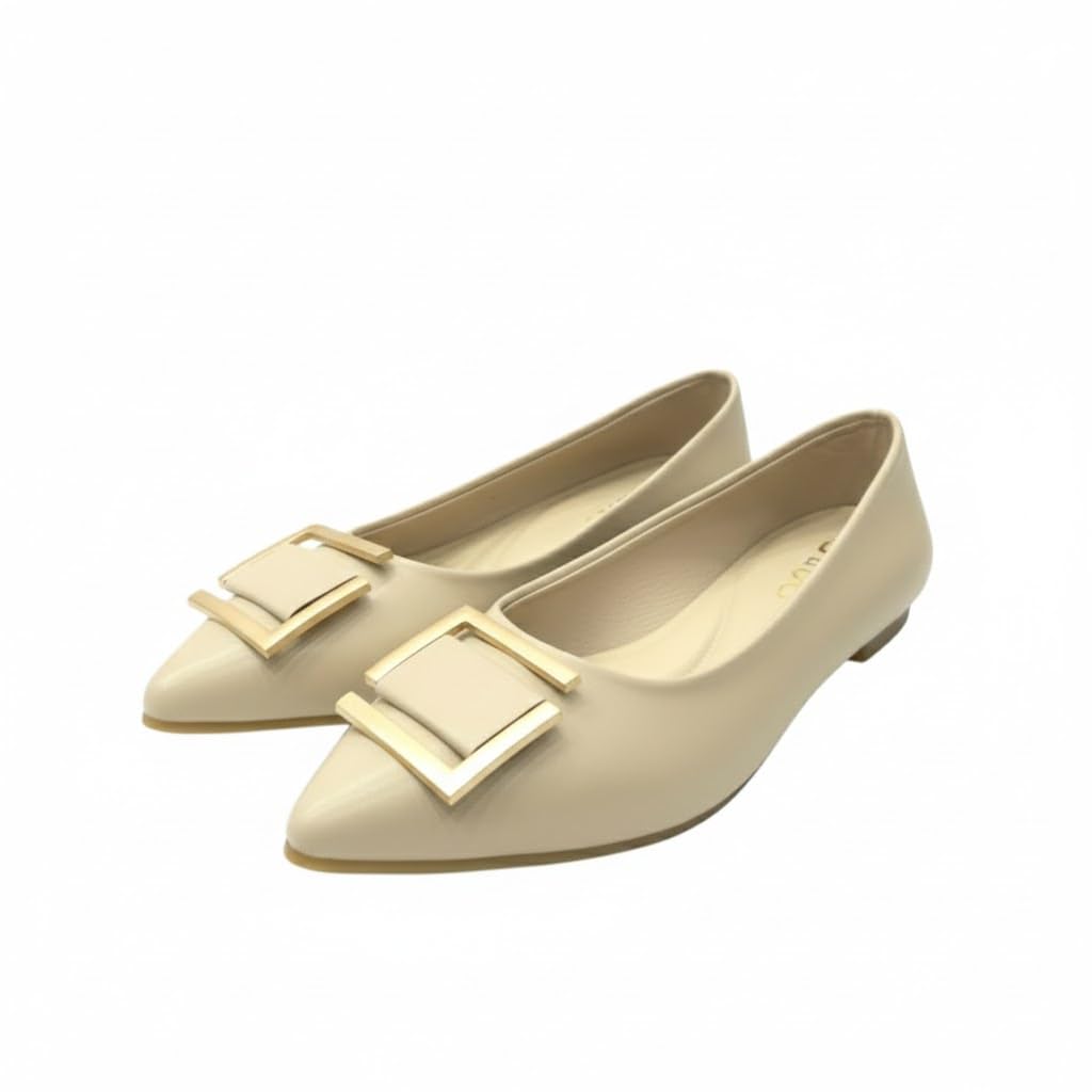 Elegant ballerina flats with luxurious metallic details - featuring a comfortable and stylish sole