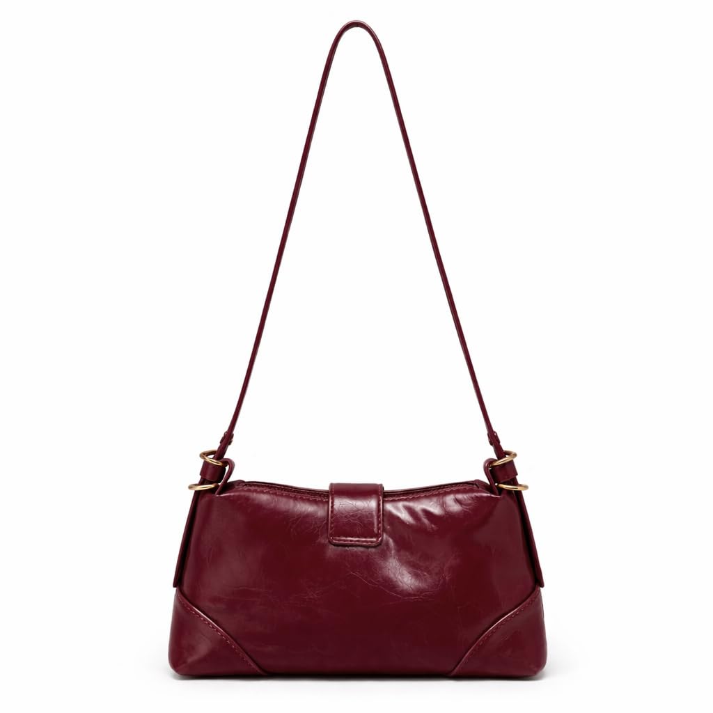 Small  women’s shoulder bag with an elegant leather buckle, featuring a top zipper and a long strap – suitable for daily outings and evening events.