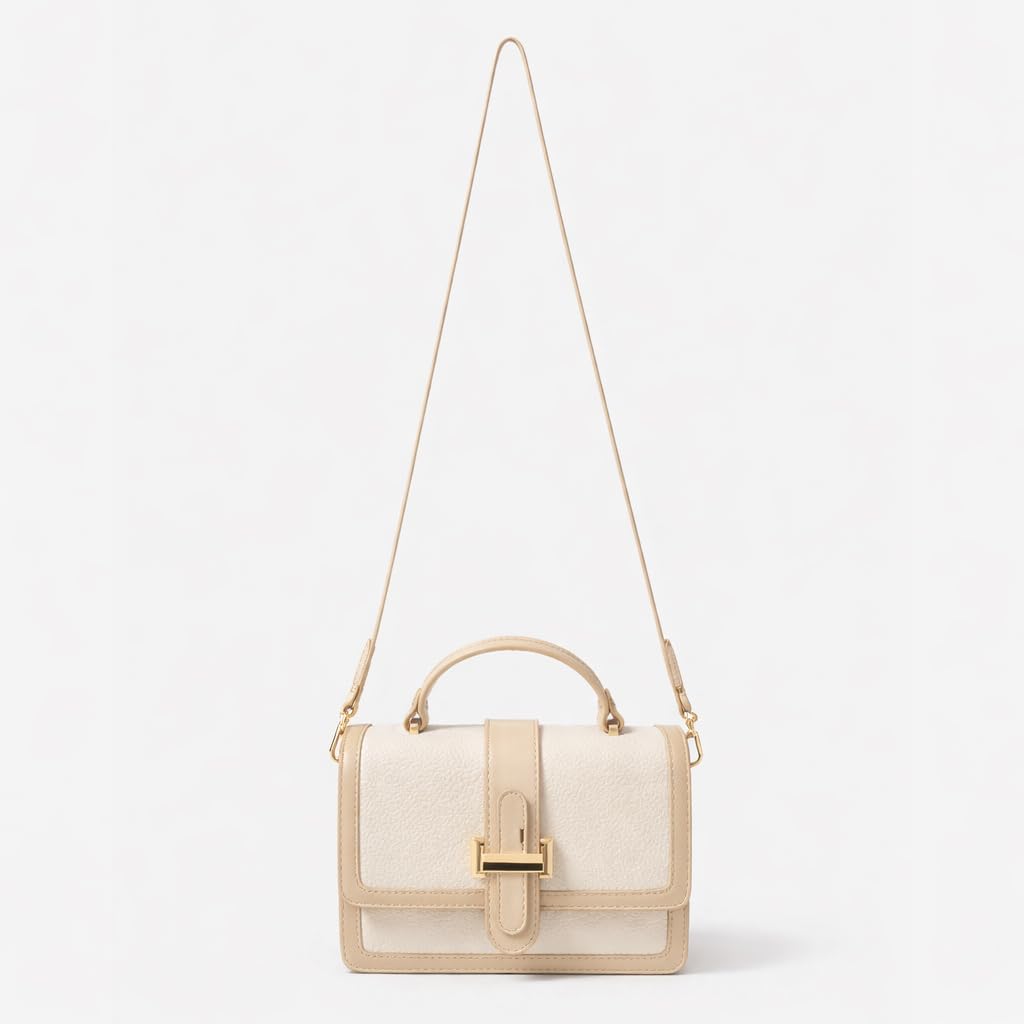 Red leather women’s handbag with a distinctive design, featuring a gold metal buckle and a top handle — suitable for work and special occasions.