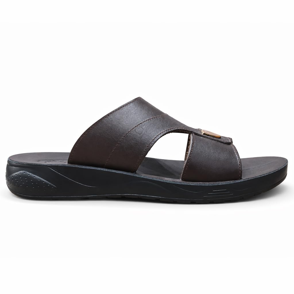 Gulf-Style Men’s Leather Slippers – Modern Design with Comfortable Anti-Slip Sole – Perfect for Daily and Summer Wear  - 708