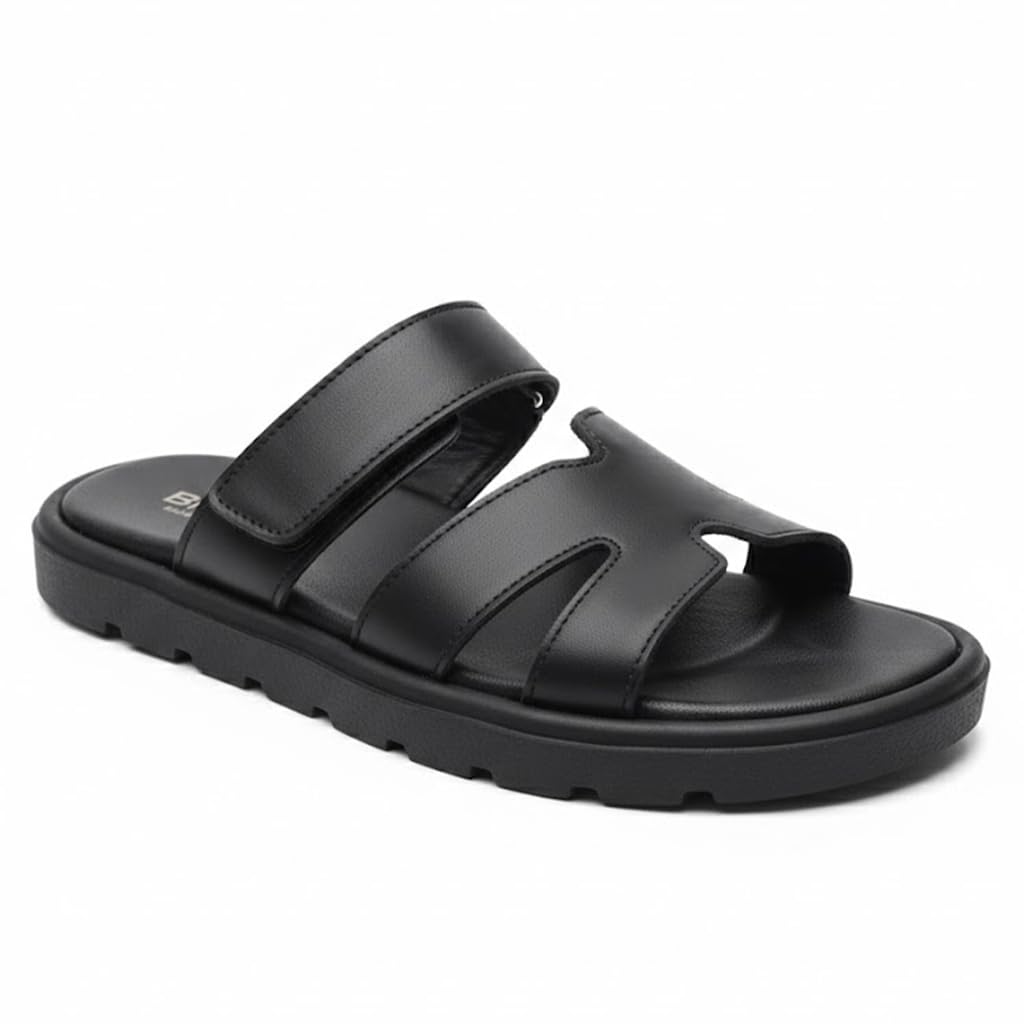 Men genuine leather slipper fashion casual look - Anti-slip  - Code 4002