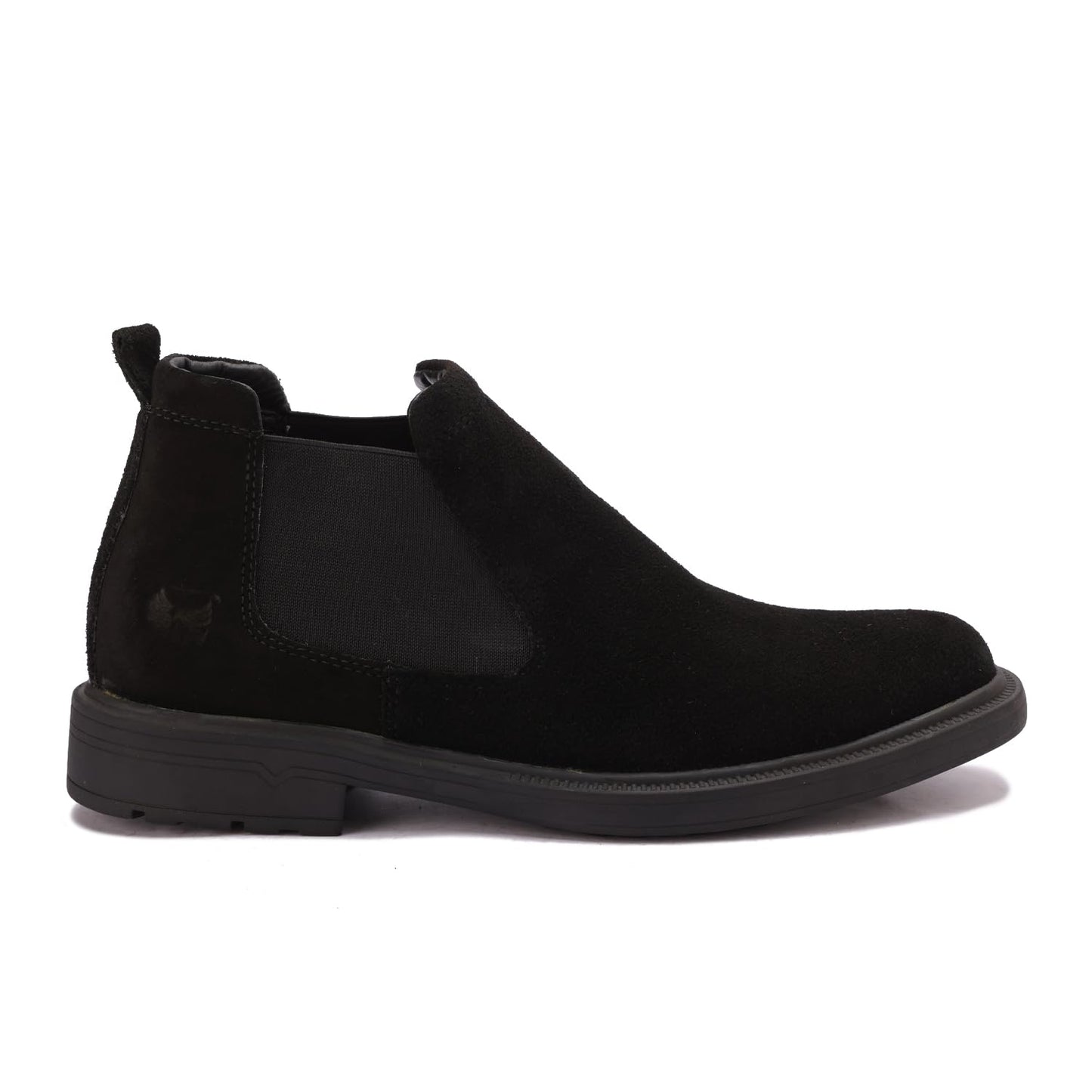 Distinctive men's half-boot made of elegant suede with a slip-resistant rubber sole.