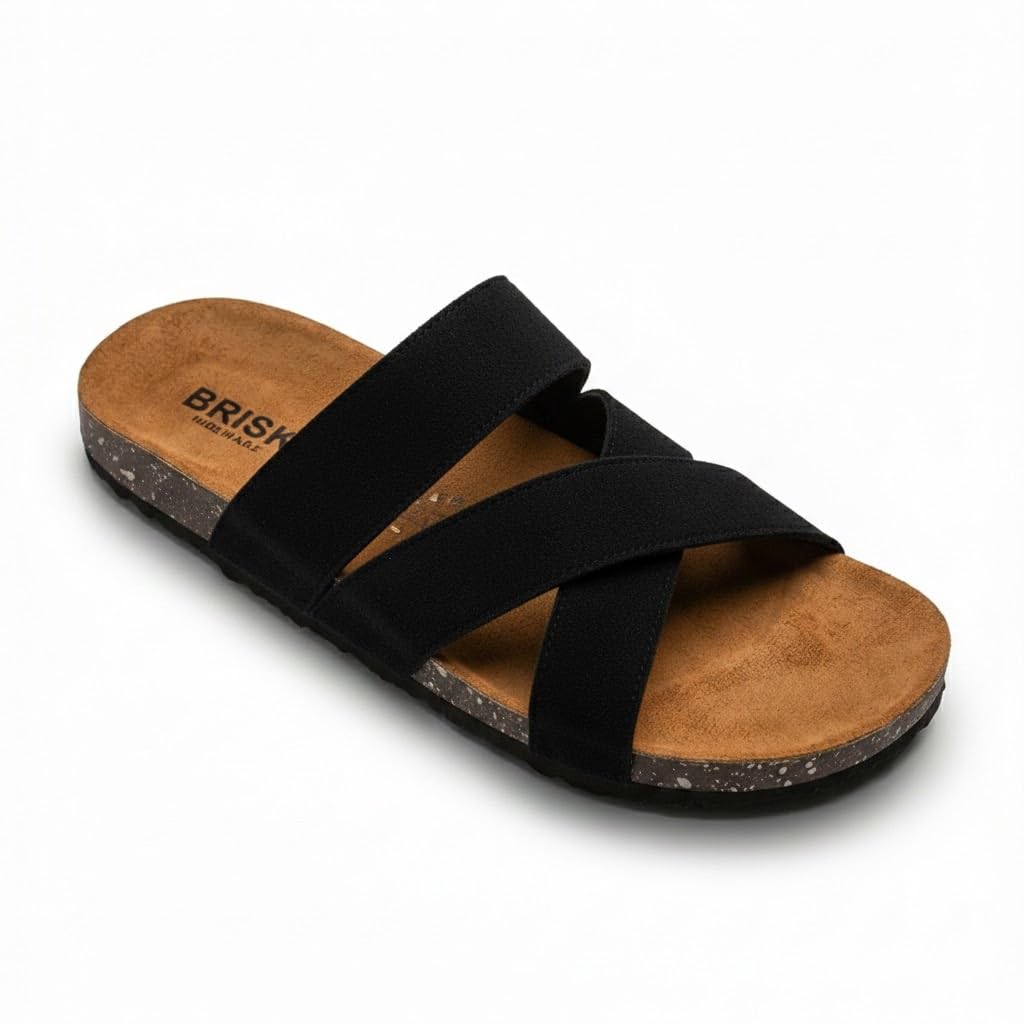 Men genuine leather slipper fashion casual look - Anti-slip  BLACK  - Size 41 Code 3010