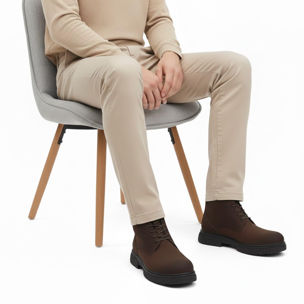 Men's elegant lace-up ankle boots made of suede - equipped with a comfortable Turkish rubber sole