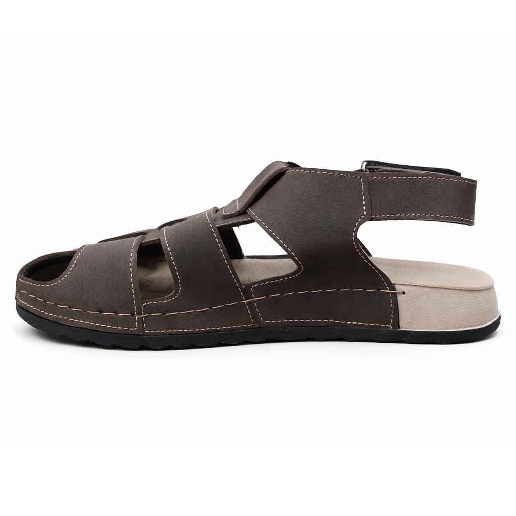 Men’s genuine leather comfortable Okonami sandals — classic design with ventilation openings — lightweight orthopedic sole  - B011
